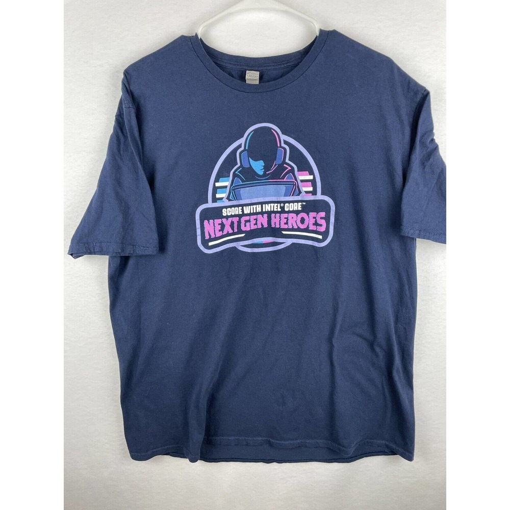 Alienware Intel Pro Gaming PC Next Gen Heroes Double Sided T-Shirt Size XL Blue